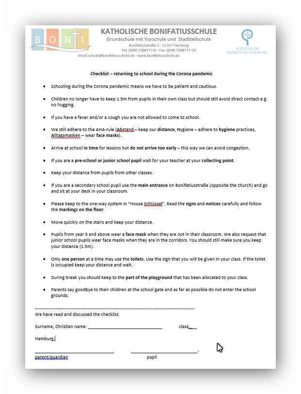 Checklist Corona English